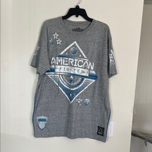 American Fighter Gray Tee with Blue Highlights